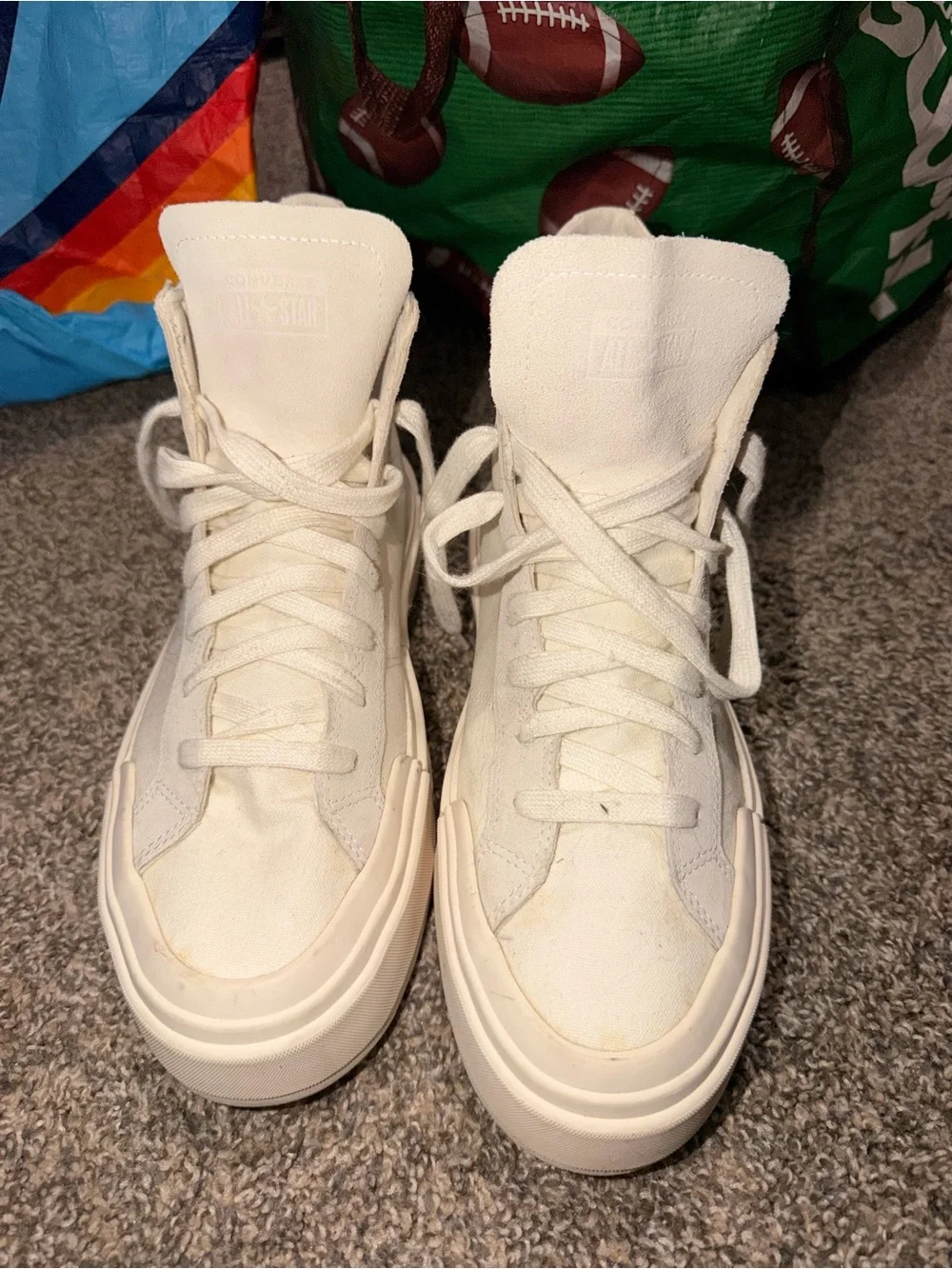 Converse High Top Athletic Shoes in Off-White/Cream